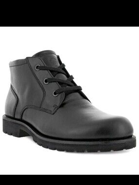 Men's NWT Ecco Jamestown Black Leather Ankle Boot Size 9 - 9.5
